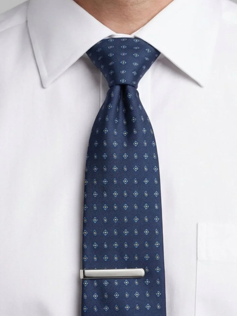 Brooks Brothers Tie Men’s Navy Blue Geometric Print Silk Necktie 3.5” x 63” USA